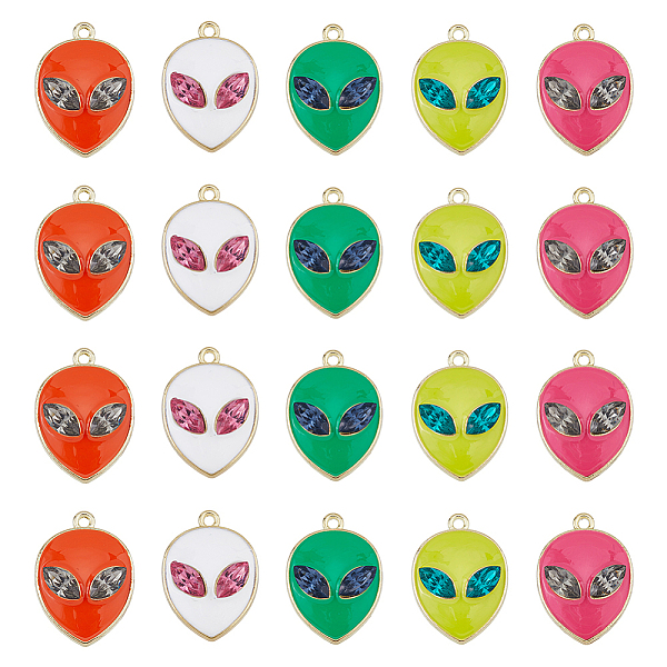 PandaHall SUPERFINDINGS 20Pcs 5 Colors Alloy Enamel Pendants, with Rhinestone, Golden, Alien Charm, Mixed Color, 27.5x20x5mm, Hole: 2mm..., Multicolor
PandaHall SUPERFINDINGS 20Pcs 5 Colors Alloy Enamel Pendants, with Rhinestone, Golden, Alien Charm, Mixed Color, 27.5x20x5mm, Hole: 2mm..., Multicolor