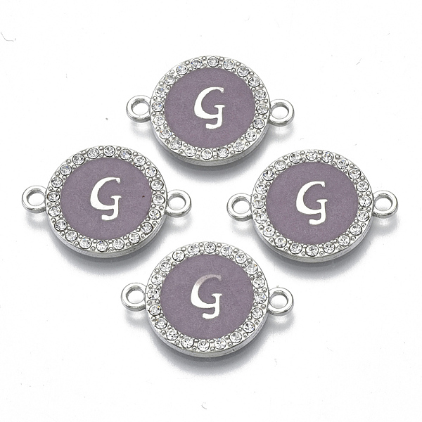 PandaHall Alloy Enamel Links Connectors, with Crystal Rhinestones, Flat Round with Letter, Silver Color Plated, Letter.G, 22x16x2mm, Hole..., Purple
PandaHall Alloy Enamel Links Connectors, with Crystal Rhinestones, Flat Round with Letter, Silver Color Plated, Letter.G, 22x16x2mm, Hole..., Purple