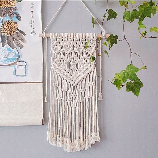 PandaHall Cotton Cord Macrame Woven Wall Hanging, with Hook Findings, Floral White, 800x250x20mm Cotton Others
PandaHall Cotton Cord Macrame Woven Wall Hanging, with Hook Findings, Floral White, 800x250x20mm Cotton Others