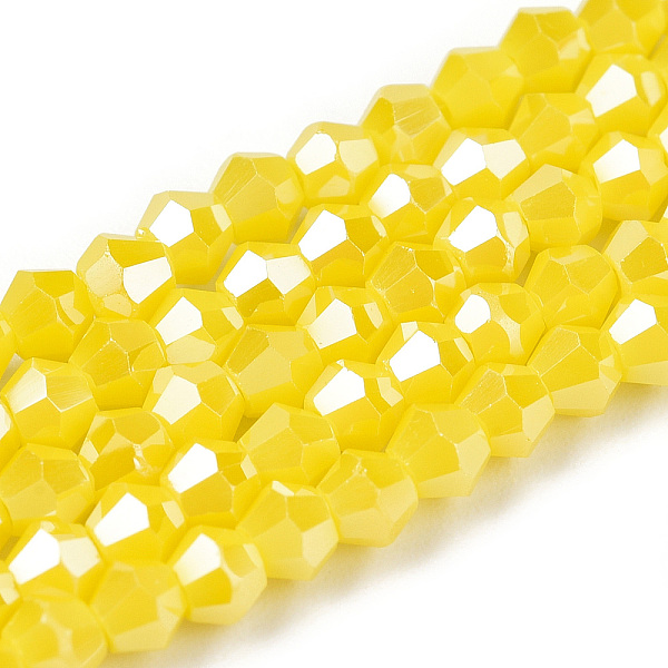 PandaHall Opaque Solid Color Electroplate Glass Beads Strands, Pearl Luster Plated, Faceted, Bicone, Yellow, 3x2.5mm, Hole: 0.7mm, about...
PandaHall Opaque Solid Color Electroplate Glass Beads Strands, Pearl Luster Plated, Faceted, Bicone, Yellow, 3x2.5mm, Hole: 0.7mm, about...