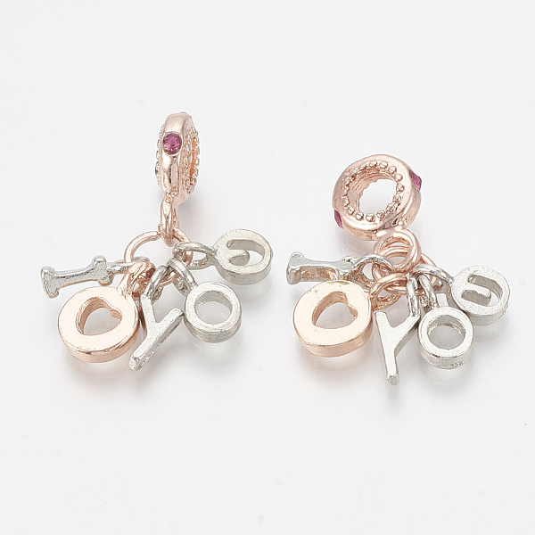 PandaHall Alloy Rhinestone European Dangle Charms, Large Hole Pendants, Letter, Rose, Platinum & Rose Gold, 27mm, Hole: 4.5mm..., Pink
PandaHall Alloy Rhinestone European Dangle Charms, Large Hole Pendants, Letter, Rose, Platinum & Rose Gold, 27mm, Hole: 4.5mm..., Pink