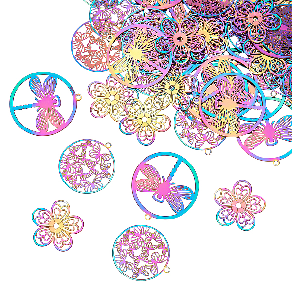 PandaHall DICOSMETIC 60Pcs 3 Style Ion Plating(IP) 201 Stainless Steel Filigree Pendants, Etched Metal Embellishments, Mixed Shapes, Rainbow...
PandaHall DICOSMETIC 60Pcs 3 Style Ion Plating(IP) 201 Stainless Steel Filigree Pendants, Etched Metal Embellishments, Mixed Shapes, Rainbow...