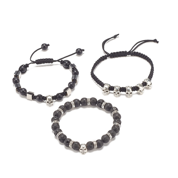 PandaHall 3Pcs 3 Style Synthetic Turquoise(Dyed) & Natural Lava Rock Braided Bead Bracelets Set with Alloy Skull, Essential Oil Gemstone..., Black
PandaHall 3Pcs 3 Style Synthetic Turquoise(Dyed) & Natural Lava Rock Braided Bead Bracelets Set with Alloy Skull, Essential Oil Gemstone..., Black