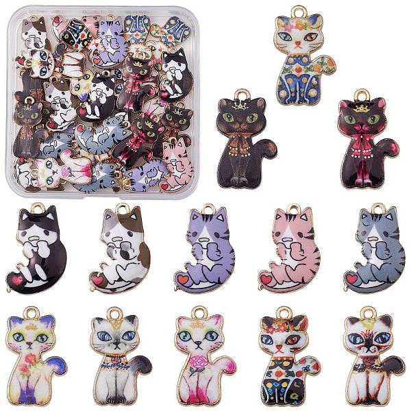 PandaHall 39Pcs 13 Style Rack Plating Alloy Pendants, Printed, Lead Free & Cadmium Free & Nickel Free, Cat Charm, Light Gold, Mixed Color..., Multicolor
PandaHall 39Pcs 13 Style Rack Plating Alloy Pendants, Printed, Lead Free & Cadmium Free & Nickel Free, Cat Charm, Light Gold, Mixed Color..., Multicolor