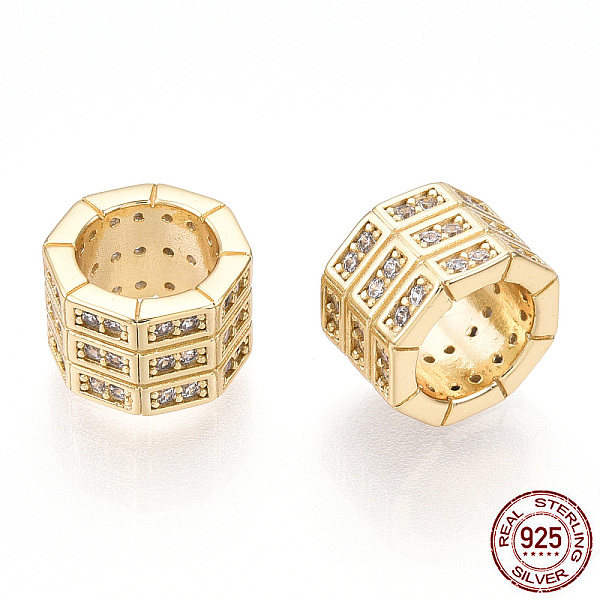 PandaHall 925 Sterling Silver Micro Pave Cubic Zirconia Beads, Octagon Column, Nickel Free, Real 18K Gold Plated, 9x9x6mm, Hole: 6mm..., Clear
PandaHall 925 Sterling Silver Micro Pave Cubic Zirconia Beads, Octagon Column, Nickel Free, Real 18K Gold Plated, 9x9x6mm, Hole: 6mm..., Clear