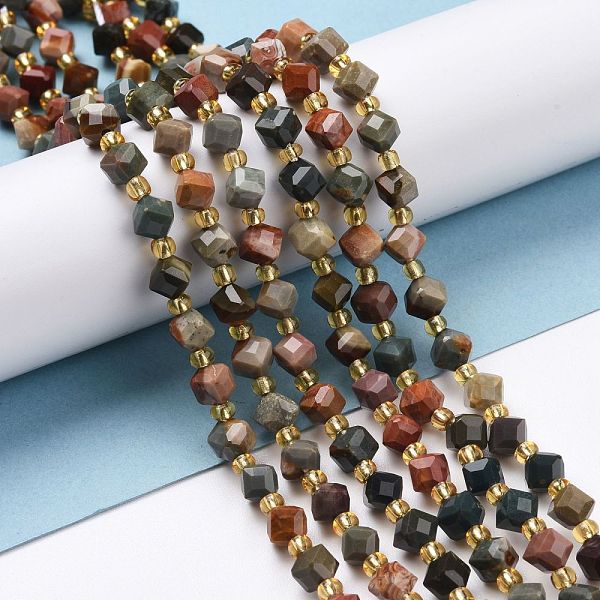 PandaHall Natural Polychrome Agate Beads Strands, with Seed Beads, Faceted, Diagonal Cube Beads, 5~6x5~6x4~5mm, Hole: 1mm, about...
PandaHall Natural Polychrome Agate Beads Strands, with Seed Beads, Faceted, Diagonal Cube Beads, 5~6x5~6x4~5mm, Hole: 1mm, about...