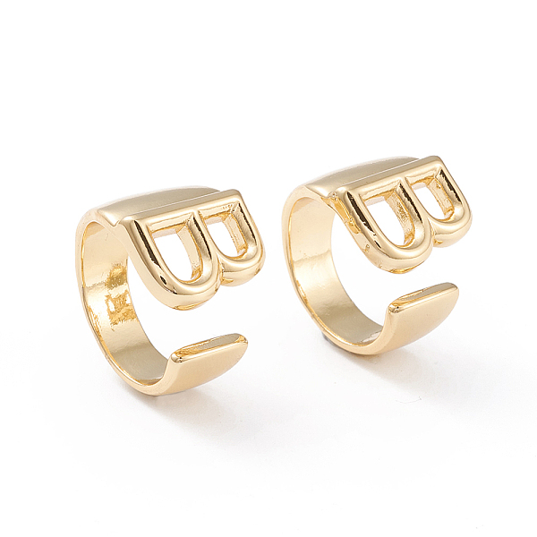 PandaHall Brass Cuff Rings, Open Rings, Long-Lasting Plated, Real 18K Gold Plated, Letter.B, Size 6, 17mm Brass
PandaHall Brass Cuff Rings, Open Rings, Long-Lasting Plated, Real 18K Gold Plated, Letter.B, Size 6, 17mm Brass