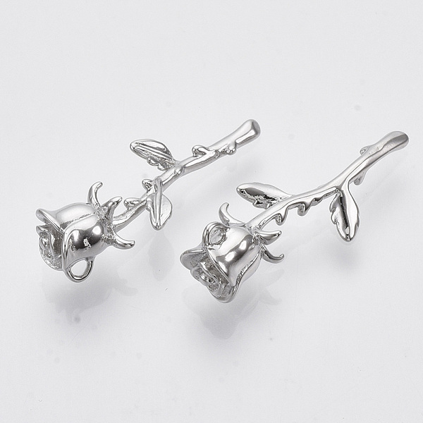 PandaHall Brass Pendants, Nickel Free, Rose, Platinum, 25.5x11x6mm, Hole: 2mm Brass Flower
PandaHall Brass Pendants, Nickel Free, Rose, Platinum, 25.5x11x6mm, Hole: 2mm Brass Flower