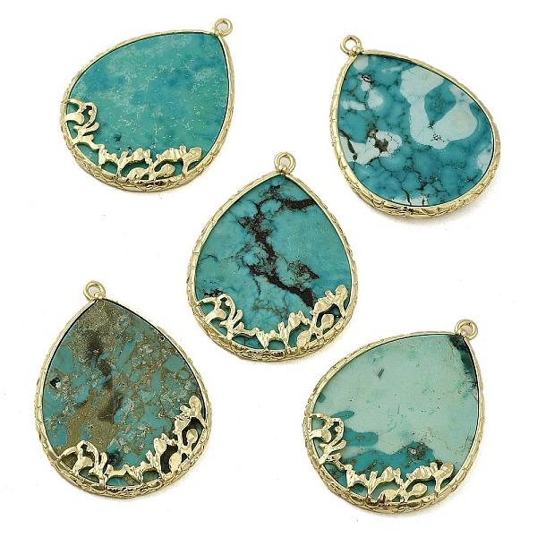 PandaHall Natural Turquoise Dyed Pendants, Teardrop Charms with Rack Plating Golden Plated Brass Findings, 37x27.5x4mm, Hole: 1.6mm Natural...
PandaHall Natural Turquoise Dyed Pendants, Teardrop Charms with Rack Plating Golden Plated Brass Findings, 37x27.5x4mm, Hole: 1.6mm Natural...