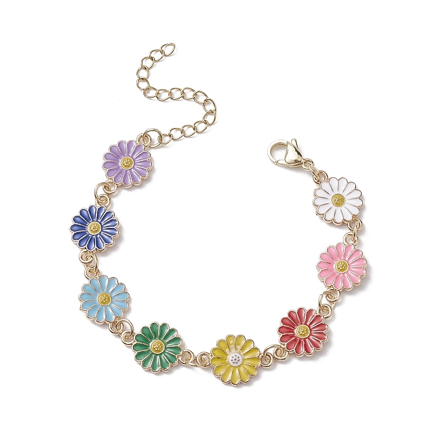 PandaHall Sunflower Zinc Alloy Enamel Link Bracelets for Women, Colorful, 6-3/4 inch(17cm), Flower: 18x12mm Alloy Flower
PandaHall Sunflower Zinc Alloy Enamel Link Bracelets for Women, Colorful, 6-3/4 inch(17cm), Flower: 18x12mm Alloy Flower