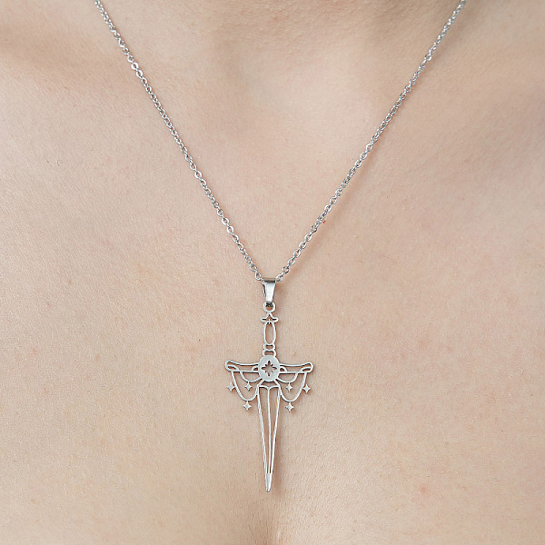 PandaHall 201 Stainless Steel Hollow Sword Pendant Necklace, Stainless Steel Color, 17.72 inch(45cm) 201 Stainless Steel
PandaHall 201 Stainless Steel Hollow Sword Pendant Necklace, Stainless Steel Color, 17.72 inch(45cm) 201 Stainless Steel