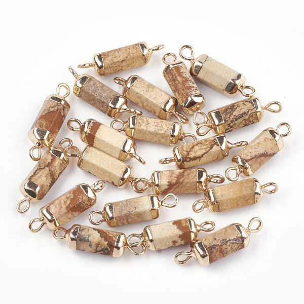 PandaHall Electroplate Natural Picture Jasper Links, with Iron Findings, Column, Golden, 20~21x5~6x5~6mm, Hole: 1.8mm Picture Jasper Column
PandaHall Electroplate Natural Picture Jasper Links, with Iron Findings, Column, Golden, 20~21x5~6x5~6mm, Hole: 1.8mm Picture Jasper Column