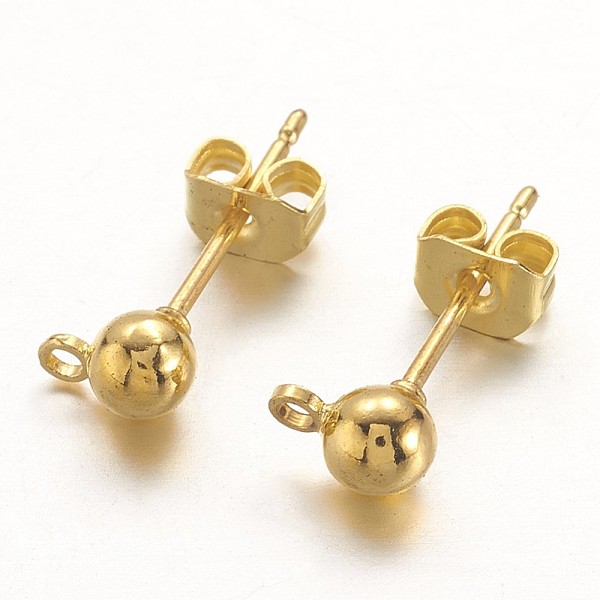 PandaHall Golden Color Brass Post Earring Findings, with Loop, 15x6mm, Hole: 1mm, Ball: 4mm, Pin: 0.8mm Brass Round
PandaHall Golden Color Brass Post Earring Findings, with Loop, 15x6mm, Hole: 1mm, Ball: 4mm, Pin: 0.8mm Brass Round