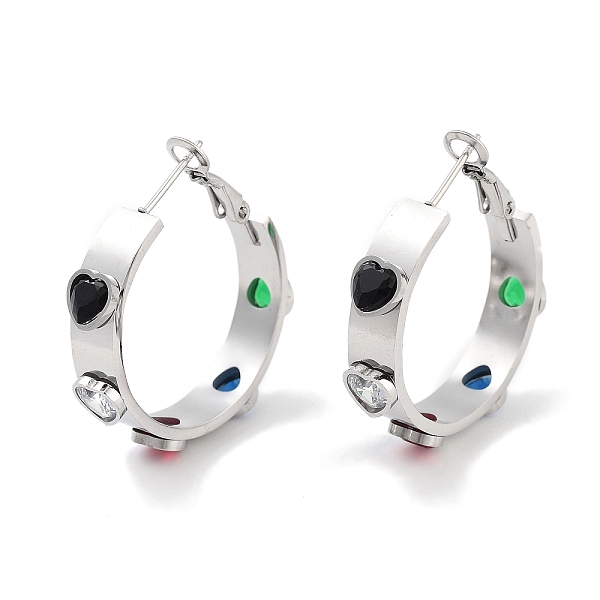 PandaHall 304 Stainless Steel Glass Hoop Earrings for Women, Heart Pattern, Stainless Steel Color, 6x32mm 304 Stainless Steel
PandaHall 304 Stainless Steel Glass Hoop Earrings for Women, Heart Pattern, Stainless Steel Color, 6x32mm 304 Stainless Steel