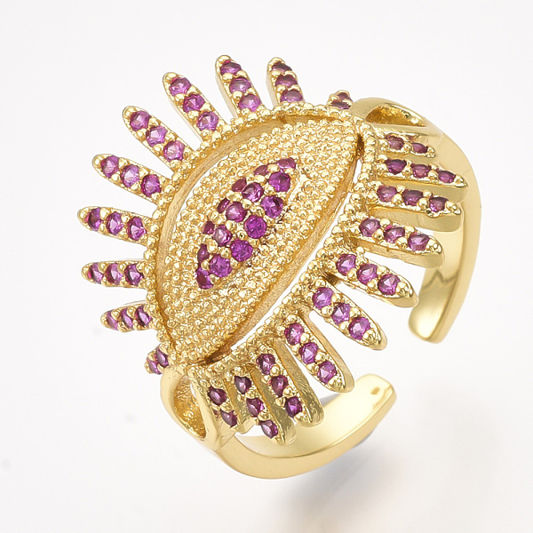 PandaHall Brass Micro Pave Cubic Zirconia Cuff Rings, Open Rings, Eye, Camellia, Size 7, 17mm Brass+Cubic Zirconia Pink
PandaHall Brass Micro Pave Cubic Zirconia Cuff Rings, Open Rings, Eye, Camellia, Size 7, 17mm Brass+Cubic Zirconia Pink
