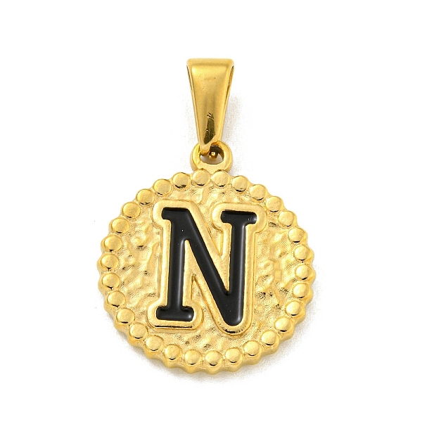 PandaHall Ion Plating(IP) 304 Stainless Steel Enamel Pendants, Golden, Flat Round with Letter Charm, Letter N, 21x18x2mm, Hole: 8x3.5mm..., Black
PandaHall Ion Plating(IP) 304 Stainless Steel Enamel Pendants, Golden, Flat Round with Letter Charm, Letter N, 21x18x2mm, Hole: 8x3.5mm..., Black