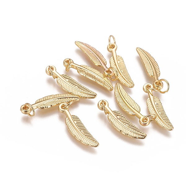 PandaHall Brass Pendants, Long-Lasting Plated, Feather, Golden, 21.5x5x1.5mm, Hole: 4mm Brass Feather
PandaHall Brass Pendants, Long-Lasting Plated, Feather, Golden, 21.5x5x1.5mm, Hole: 4mm Brass Feather