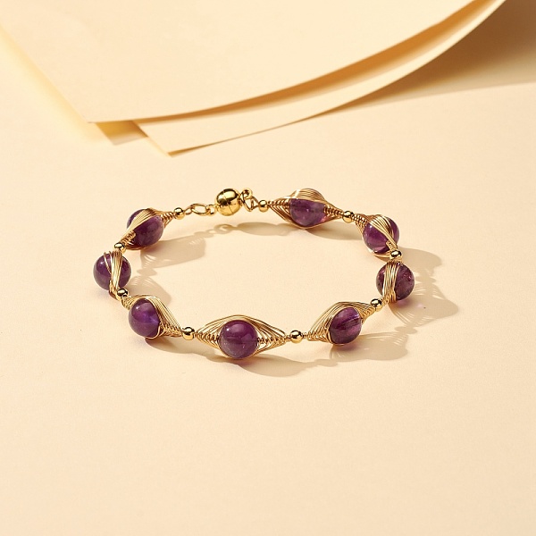 PandaHall Healing Power Natural Amethyst Beaded Bracelets for Men Women, with Brass & 304 Stainless Steel Finding, Magnetic Clasps, 7-1/2...
PandaHall Healing Power Natural Amethyst Beaded Bracelets for Men Women, with Brass & 304 Stainless Steel Finding, Magnetic Clasps, 7-1/2...