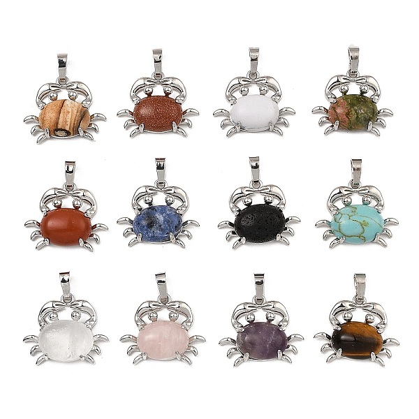 PandaHall Rack Plating Brass Pendants, with Natural & Synthetic Mixed Gemstone, Crab Charms, Platinum, Mixed Dyed and Undyed, 22x26.5x7mm...
PandaHall Rack Plating Brass Pendants, with Natural & Synthetic Mixed Gemstone, Crab Charms, Platinum, Mixed Dyed and Undyed, 22x26.5x7mm...