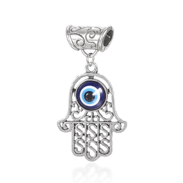 PandaHall Alloy Enamel Pendants, Hamsa Hand/Hand of Fatima/Hand of Miriam, with Eye, Antique Silver, 48mm, Hole: 6mm Alloy+Enamel Palm Blue
PandaHall Alloy Enamel Pendants, Hamsa Hand/Hand of Fatima/Hand of Miriam, with Eye, Antique Silver, 48mm, Hole: 6mm Alloy+Enamel Palm Blue
