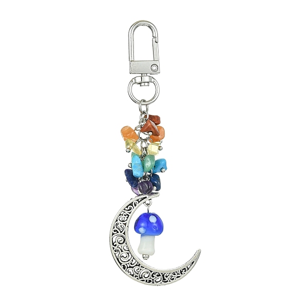 PandaHall Moon Alloy Pendant Decoraiton, with Gemstone Chip Beads and Mushroom Handmade Lampwork Beads, Alloy Swivel Clasps, Chakra, Blue...
PandaHall Moon Alloy Pendant Decoraiton, with Gemstone Chip Beads and Mushroom Handmade Lampwork Beads, Alloy Swivel Clasps, Chakra, Blue...