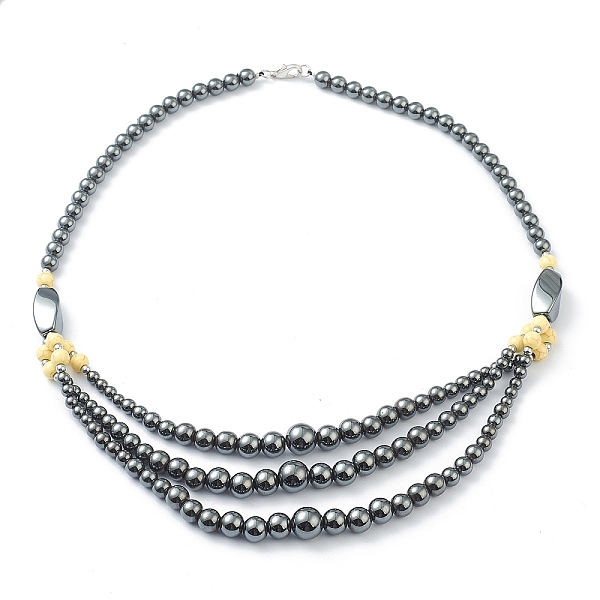 PandaHall Non-Magnetic Synthetic Hematite & Turquoise Beades 3 Layer Necklaces, with Alloy Lobster Claw Clasps, Round & Twistd, Lemon...
PandaHall Non-Magnetic Synthetic Hematite & Turquoise Beades 3 Layer Necklaces, with Alloy Lobster Claw Clasps, Round & Twistd, Lemon...