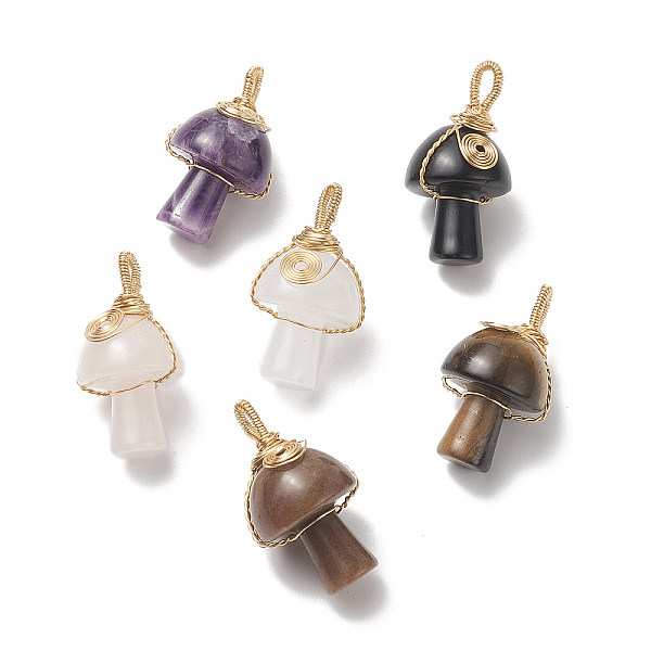 PandaHall 6Pcs Natural Mixed Gemstone Copper Wire Wrapped Pendants, Mushroom Charms, Golden, 28~31.5x17~18mm, Hole: 5x3mm Mixed Stone...
PandaHall 6Pcs Natural Mixed Gemstone Copper Wire Wrapped Pendants, Mushroom Charms, Golden, 28~31.5x17~18mm, Hole: 5x3mm Mixed Stone...