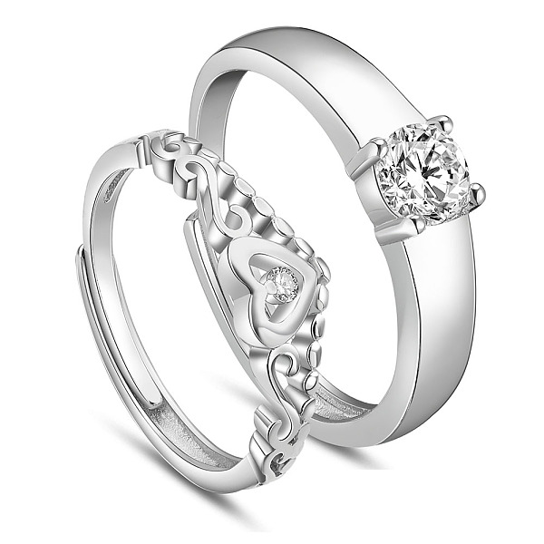 PandaHall SHEGRACE Adjustable Rhodium Plated 925 Sterling Silver Couple Rings, with Grade AAA Cubic Zirconia, Platinum, Size 9, 19mm, Size 7..., Clear
PandaHall SHEGRACE Adjustable Rhodium Plated 925 Sterling Silver Couple Rings, with Grade AAA Cubic Zirconia, Platinum, Size 9, 19mm, Size 7..., Clear
