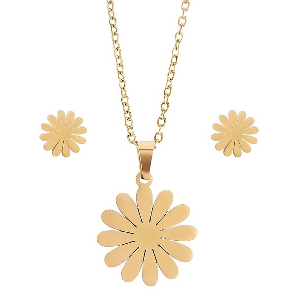 PandaHall 316 Surgical Stainless Steel Daisy Stud Earrings and Pendant Necklace, Jewelry Set for Women, Golden, 16.93 inch(430mm), 17mm, Pin...
PandaHall 316 Surgical Stainless Steel Daisy Stud Earrings and Pendant Necklace, Jewelry Set for Women, Golden, 16.93 inch(430mm), 17mm, Pin...