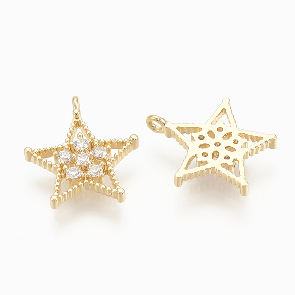 PandaHall Brass Micro Pave Cubic Zirconia Charms, Star, Nickel Free, Real 18K Gold Plated, 11.5x10x1.5mm, Hole: 1mm Brass+Cubic Zirconia..., Clear
PandaHall Brass Micro Pave Cubic Zirconia Charms, Star, Nickel Free, Real 18K Gold Plated, 11.5x10x1.5mm, Hole: 1mm Brass+Cubic Zirconia..., Clear