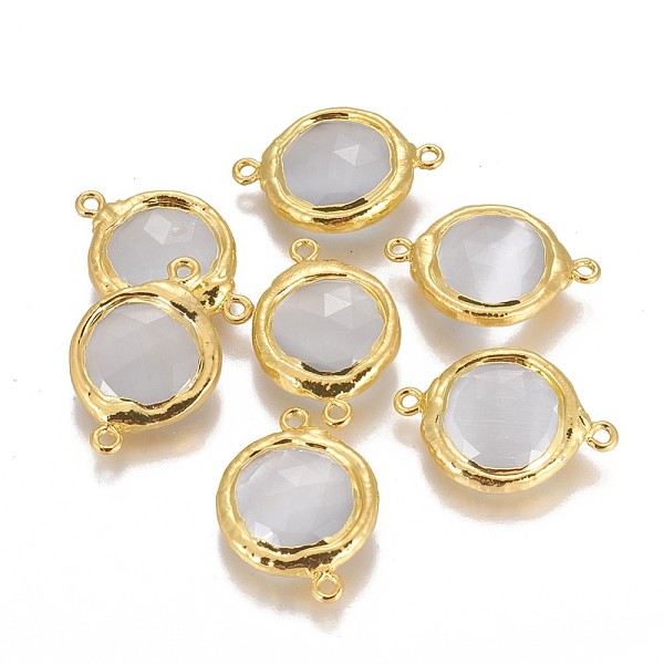 PandaHall Cat Eye Links connectors, with Brass Findings, Faceted, Flat Round, Golden, 29~31x20~21x6~7mm, Hole: 1.8mm Glass Flat Round White
PandaHall Cat Eye Links connectors, with Brass Findings, Faceted, Flat Round, Golden, 29~31x20~21x6~7mm, Hole: 1.8mm Glass Flat Round White