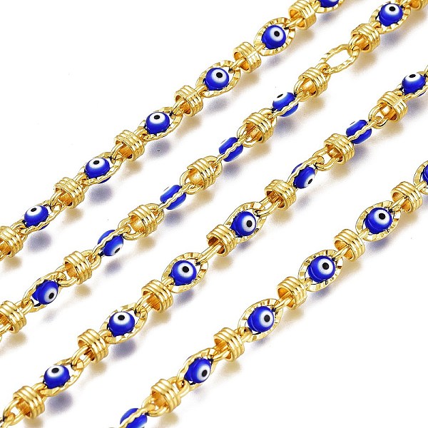 PandaHall 3.28 Feet Brass Link Chains, with Evil Eye Glass Beads, Unwelded, Long-Lasting Plated, Golden, Blue, Link: 9x4.5x5mm, Beads...
PandaHall 3.28 Feet Brass Link Chains, with Evil Eye Glass Beads, Unwelded, Long-Lasting Plated, Golden, Blue, Link: 9x4.5x5mm, Beads...