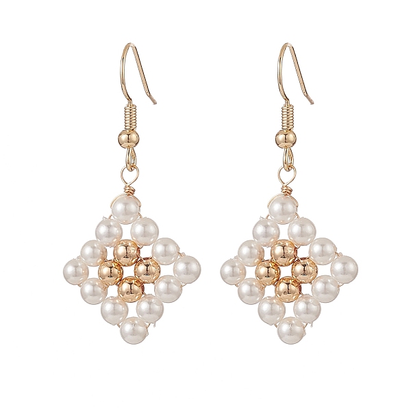 PandaHall Natural Pearl Dangle Earrings, Golden Brass Wire Wrap Jewelry for Women, Rhombus Pattern, 44mm, Pin: 0.7mm Pearl Rhombus
PandaHall Natural Pearl Dangle Earrings, Golden Brass Wire Wrap Jewelry for Women, Rhombus Pattern, 44mm, Pin: 0.7mm Pearl Rhombus