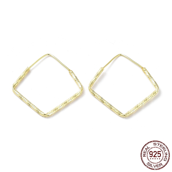 PandaHall 925 Sterling Silver Textured Rhombus Hoop Earrings, Real 18K Gold Plated, 31.5x2x31.5mm Sterling Silver Rhombus
PandaHall 925 Sterling Silver Textured Rhombus Hoop Earrings, Real 18K Gold Plated, 31.5x2x31.5mm Sterling Silver Rhombus