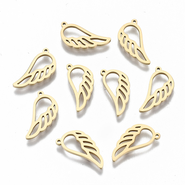 PandaHall 304 Stainless Steel Charms, Laser Cut, Wing, Real 14K Gold Plated, 15x7x1mm, Hole: 0.8mm 304 Stainless Steel Wing
PandaHall 304 Stainless Steel Charms, Laser Cut, Wing, Real 14K Gold Plated, 15x7x1mm, Hole: 0.8mm 304 Stainless Steel Wing