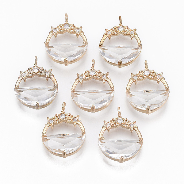PandaHall Glass Pendants, with Brass Micro Pave Cubic Zirconia Findings, Faceted, Flat Round with Star, Light Gold, Clear, 21.5x15.5x5.5mm...
PandaHall Glass Pendants, with Brass Micro Pave Cubic Zirconia Findings, Faceted, Flat Round with Star, Light Gold, Clear, 21.5x15.5x5.5mm...