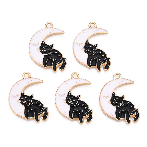 PandaHall Light Gold Tone Alloy Enamel Pendants, Moon with Cat Charms, Black, 30x24x1.5mm, Hole: 2mm Alloy+Enamel Cat Shape Black
PandaHall Light Gold Tone Alloy Enamel Pendants, Moon with Cat Charms, Black, 30x24x1.5mm, Hole: 2mm Alloy+Enamel Cat Shape Black