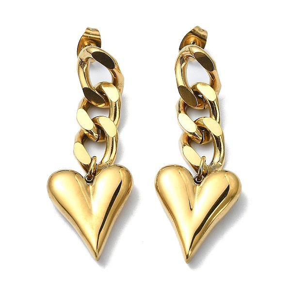 PandaHall Ion Plating(IP) 304 Stainless Steel Heart Dangle Stud Earrings, Curb Chains Drop Earrings, Golden, 45x16mm 304 Stainless Steel...
PandaHall Ion Plating(IP) 304 Stainless Steel Heart Dangle Stud Earrings, Curb Chains Drop Earrings, Golden, 45x16mm 304 Stainless Steel...