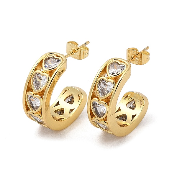PandaHall Brass Micro Pave Cubic Zirconia Heart Stud Earrings, Half Hoop Earrings, Real 18K Gold Plated, 22x8mm Brass Heart Clear
PandaHall Brass Micro Pave Cubic Zirconia Heart Stud Earrings, Half Hoop Earrings, Real 18K Gold Plated, 22x8mm Brass Heart Clear