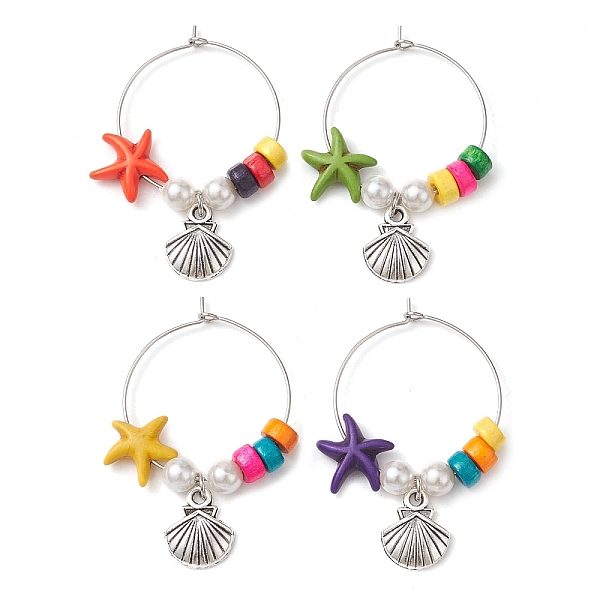 PandaHall Natural Shell Wine Glass Charms, with Synthetic Turquoise Chips and 316 Surgical Stainless Steel Wine Glass Charms Ring, Stainless...
PandaHall Natural Shell Wine Glass Charms, with Synthetic Turquoise Chips and 316 Surgical Stainless Steel Wine Glass Charms Ring, Stainless...