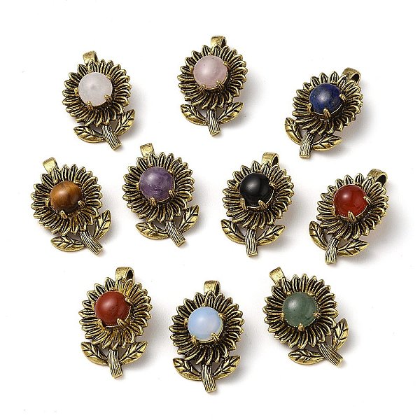 PandaHall Natural & Synthetic Mixed Gemstone Pendants, Rack Plating Antique Golden Tone Brass Flower Charms, Cadmium Free & Lead Free...
PandaHall Natural & Synthetic Mixed Gemstone Pendants, Rack Plating Antique Golden Tone Brass Flower Charms, Cadmium Free & Lead Free...