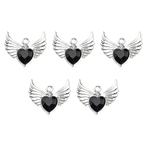 PandaHall Rack Plating Alloy Glass Pendants, Cadmium Free & Lead Free & Nickle Free, Platinum, Faceted Heart Charm with Wing, Black...
PandaHall Rack Plating Alloy Glass Pendants, Cadmium Free & Lead Free & Nickle Free, Platinum, Faceted Heart Charm with Wing, Black...