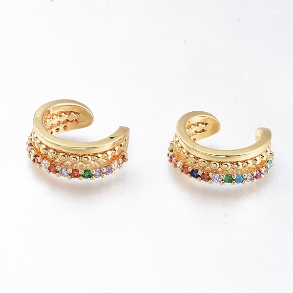 PandaHall Brass Micro Pave Cubic Zirconia Cuff Earrings, Long-Lasting Plated, Colorful, Golden, 15x5.5mm Cubic Zirconia
PandaHall Brass Micro Pave Cubic Zirconia Cuff Earrings, Long-Lasting Plated, Colorful, Golden, 15x5.5mm Cubic Zirconia