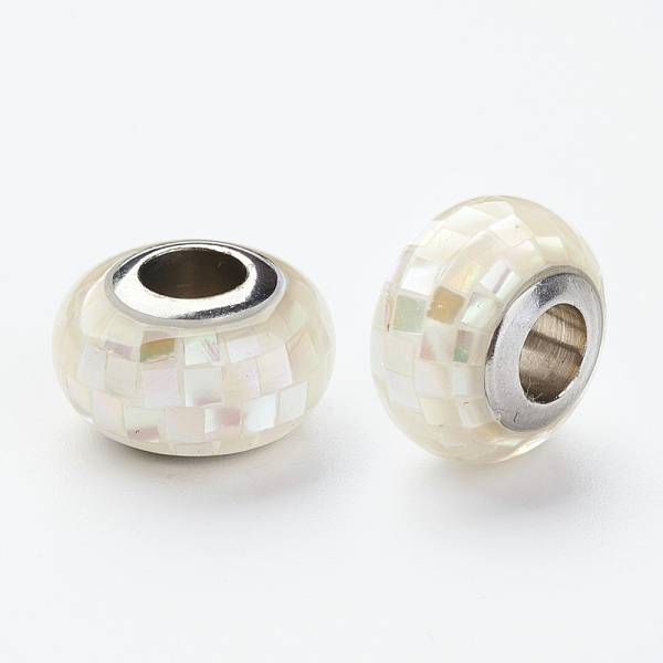 PandaHall 304 Stainless Steel Resin European Beads, with Shell and Enamel, Rondelle, Large Hole Beads, Beige, 12x8mm, Hole: 5mm Resin..., Yellow
PandaHall 304 Stainless Steel Resin European Beads, with Shell and Enamel, Rondelle, Large Hole Beads, Beige, 12x8mm, Hole: 5mm Resin..., Yellow