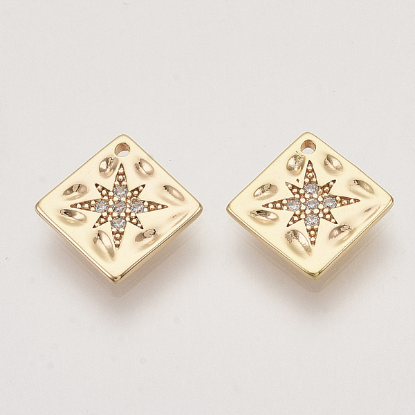 PandaHall Brass Micro Pave Cubic Zirconia Charms, Nickel Free, Rhombus, Real 18K Gold Plated, Clear, 11.5x11.5x1.5mm, Hole: 0.9mm, Diagonal...
PandaHall Brass Micro Pave Cubic Zirconia Charms, Nickel Free, Rhombus, Real 18K Gold Plated, Clear, 11.5x11.5x1.5mm, Hole: 0.9mm, Diagonal...