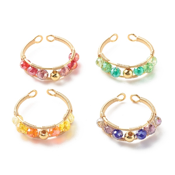 PandaHall Electroplate Faceted Glass Beads Cuff Rings for Teen Girl Women, Copper Wire Wrap Open Rings, Golden, Mixed Color, US Size 7 1/4~8..., Multicolor
PandaHall Electroplate Faceted Glass Beads Cuff Rings for Teen Girl Women, Copper Wire Wrap Open Rings, Golden, Mixed Color, US Size 7 1/4~8..., Multicolor