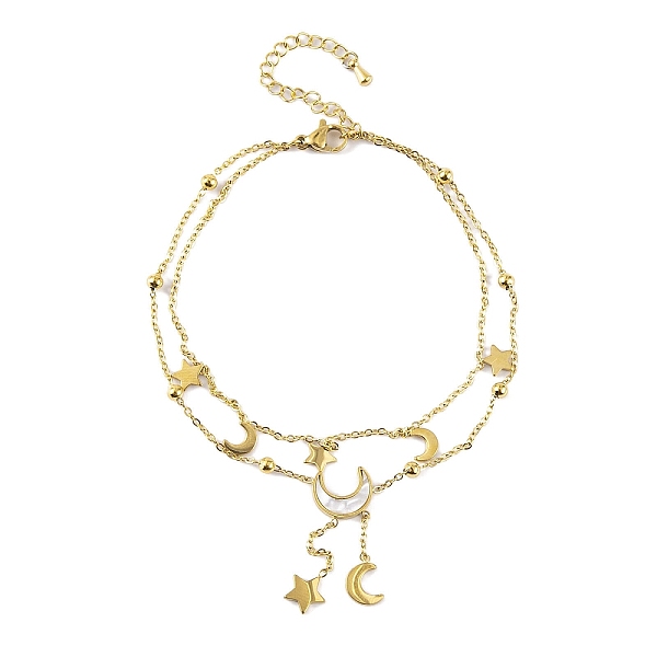 PandaHall Ion Plating(IP) 304 Stainless Steel Chains Anklet, with Synthetic Shell Charms, Golden, Moon, 8-1/4 inch(21cm) Shell Moon
PandaHall Ion Plating(IP) 304 Stainless Steel Chains Anklet, with Synthetic Shell Charms, Golden, Moon, 8-1/4 inch(21cm) Shell Moon