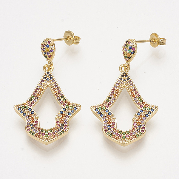 PandaHall Brass Cubic Zirconia Stud Earrings, Dangle Earrings, with Ear Nuts, Arrow, Colorful, Golden, 38mm, Pin: 1mm Cubic Zirconia
PandaHall Brass Cubic Zirconia Stud Earrings, Dangle Earrings, with Ear Nuts, Arrow, Colorful, Golden, 38mm, Pin: 1mm Cubic Zirconia