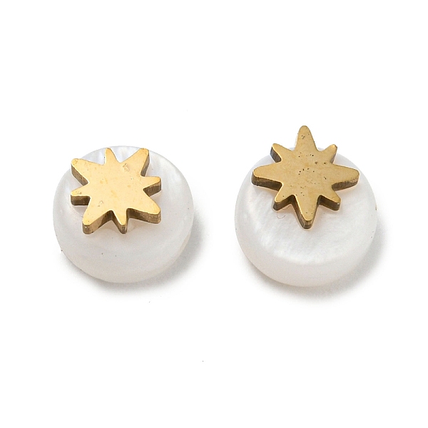 PandaHall Natural Shell Flat Round Beads, with 304 Stainless Steel Star Ornament, Real 18K Gold Plated, 6x4mm, Hole: 0.6mm Other Sea Shell...
PandaHall Natural Shell Flat Round Beads, with 304 Stainless Steel Star Ornament, Real 18K Gold Plated, 6x4mm, Hole: 0.6mm Other Sea Shell...