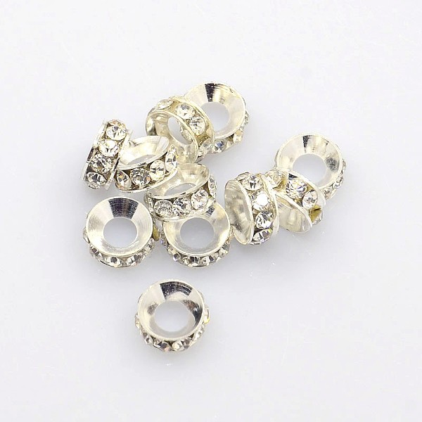 PandaHall Brass Rhinestone Spacer Beads, Grade A, Rondelle, Silver Color Plated, Crystal, 7x3.3mm Brass+Rhinestone Rondelle Clear
PandaHall Brass Rhinestone Spacer Beads, Grade A, Rondelle, Silver Color Plated, Crystal, 7x3.3mm Brass+Rhinestone Rondelle Clear